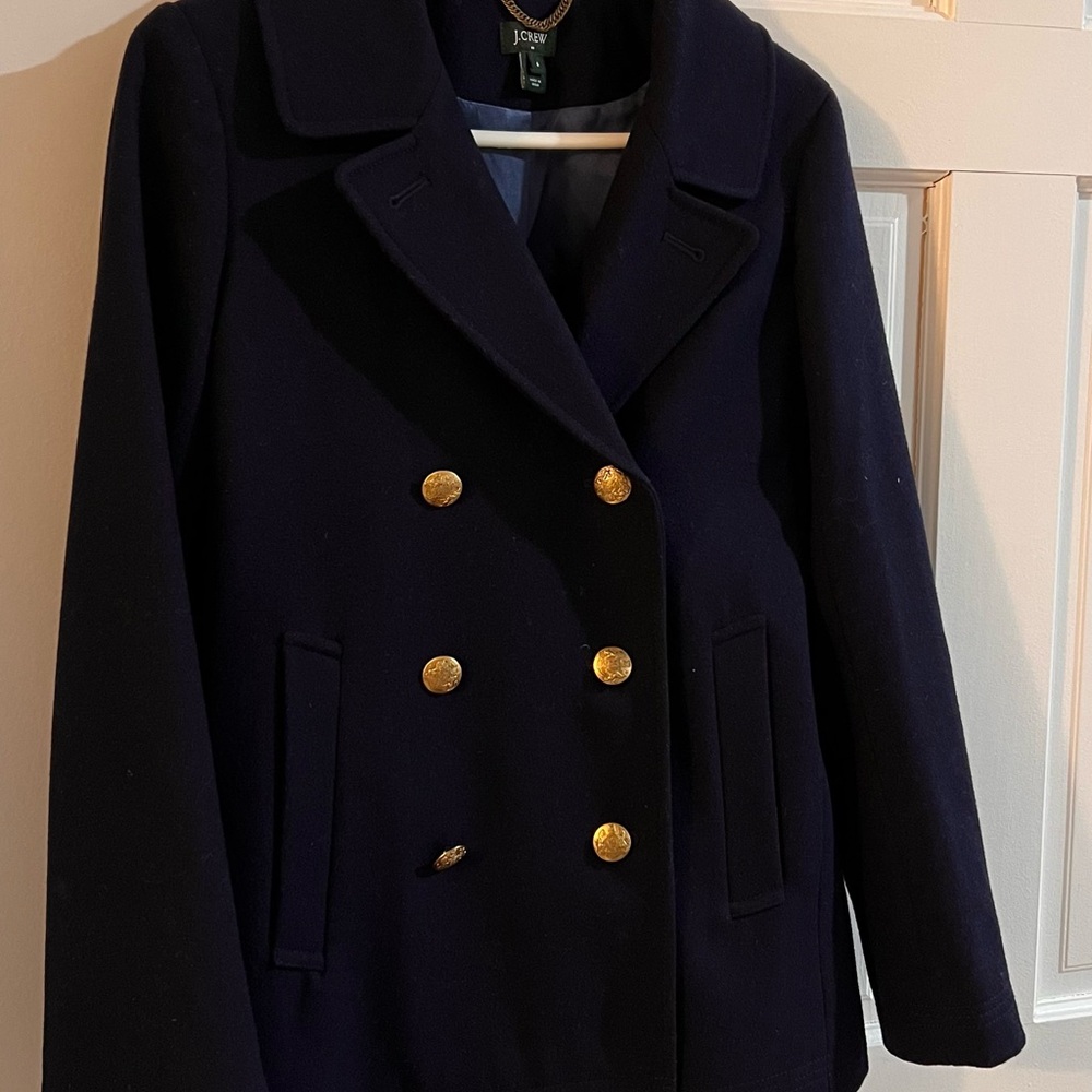 J. Crew Dark Blue Peacoat with Shiny Gold Buttons